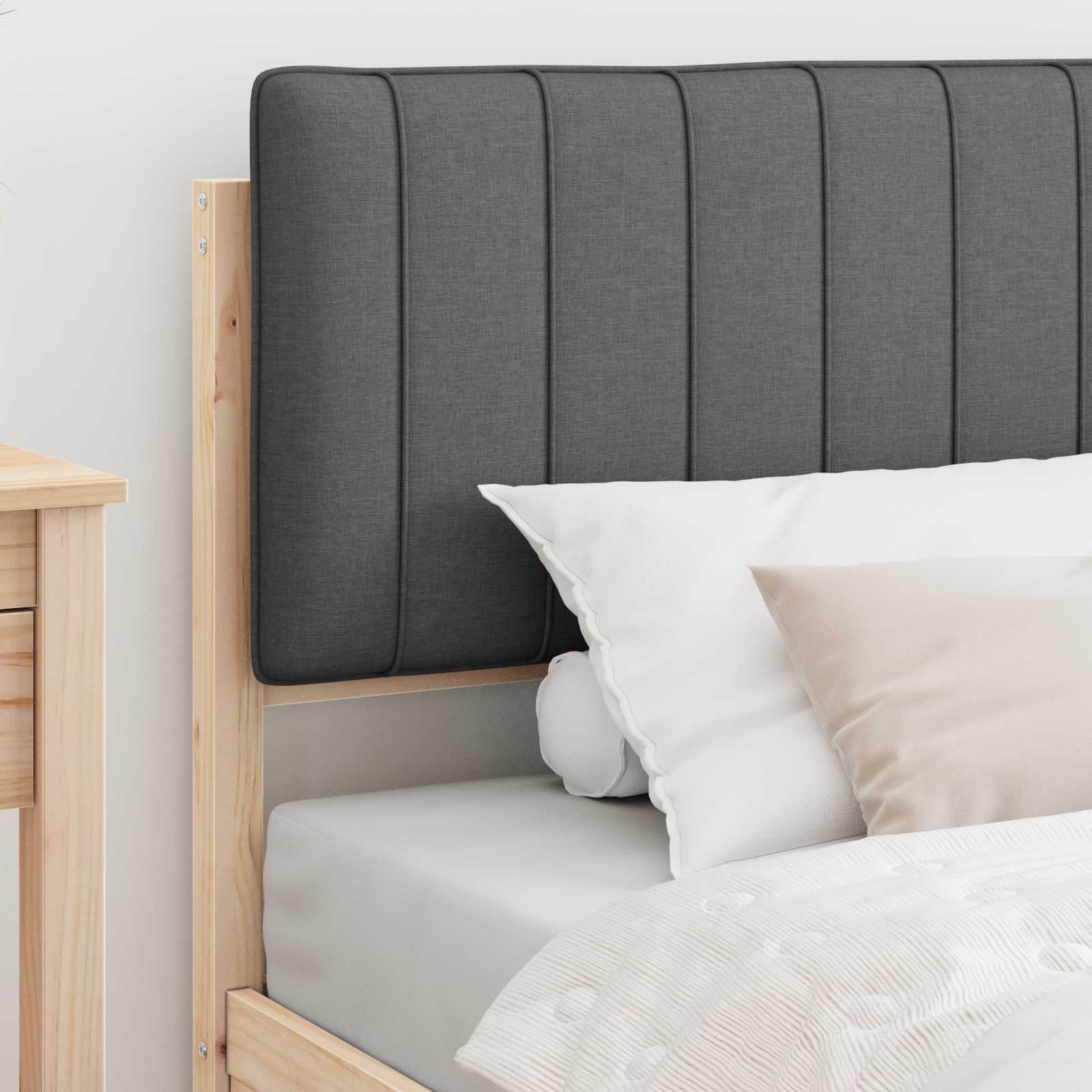 Estrutura de cama com cabeceira estofada cinza escuro