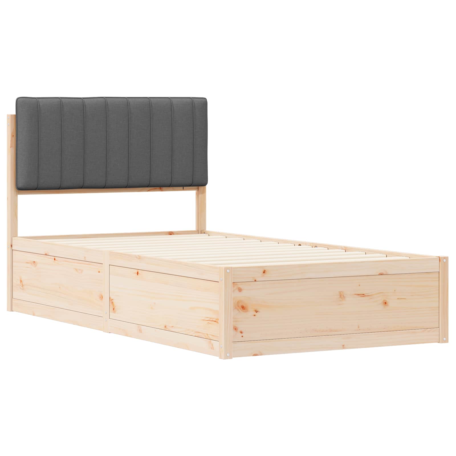 Estrutura de cama com cabeceira estofada cinza escuro