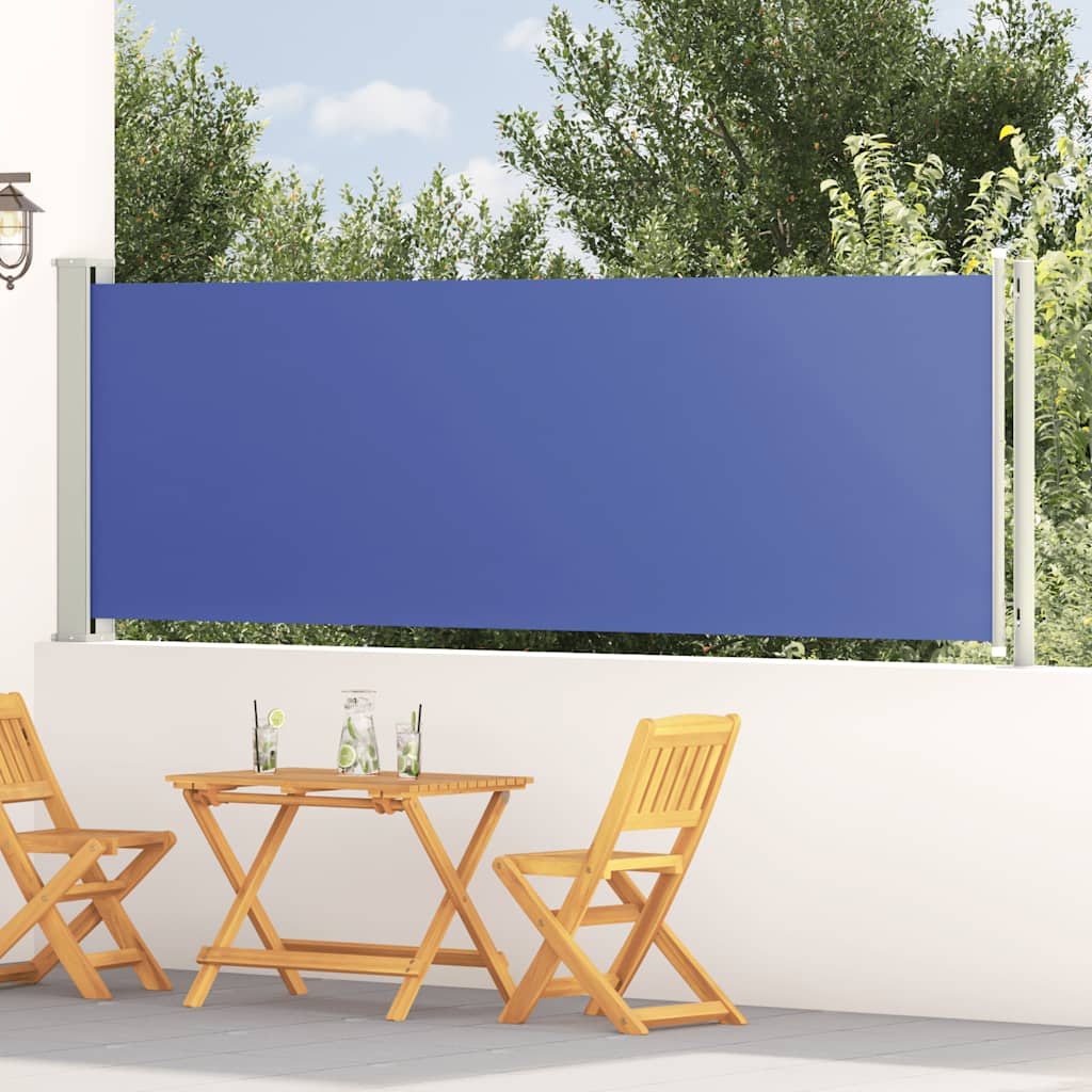 Toldo lateral retrátil para pátio 117x600 cm azul