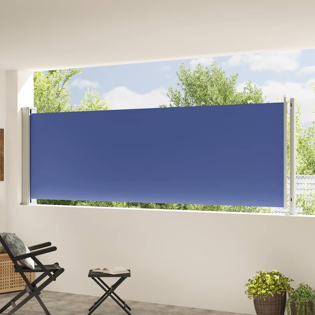 Toldo lateral retrátil para pátio 117x600 cm azul