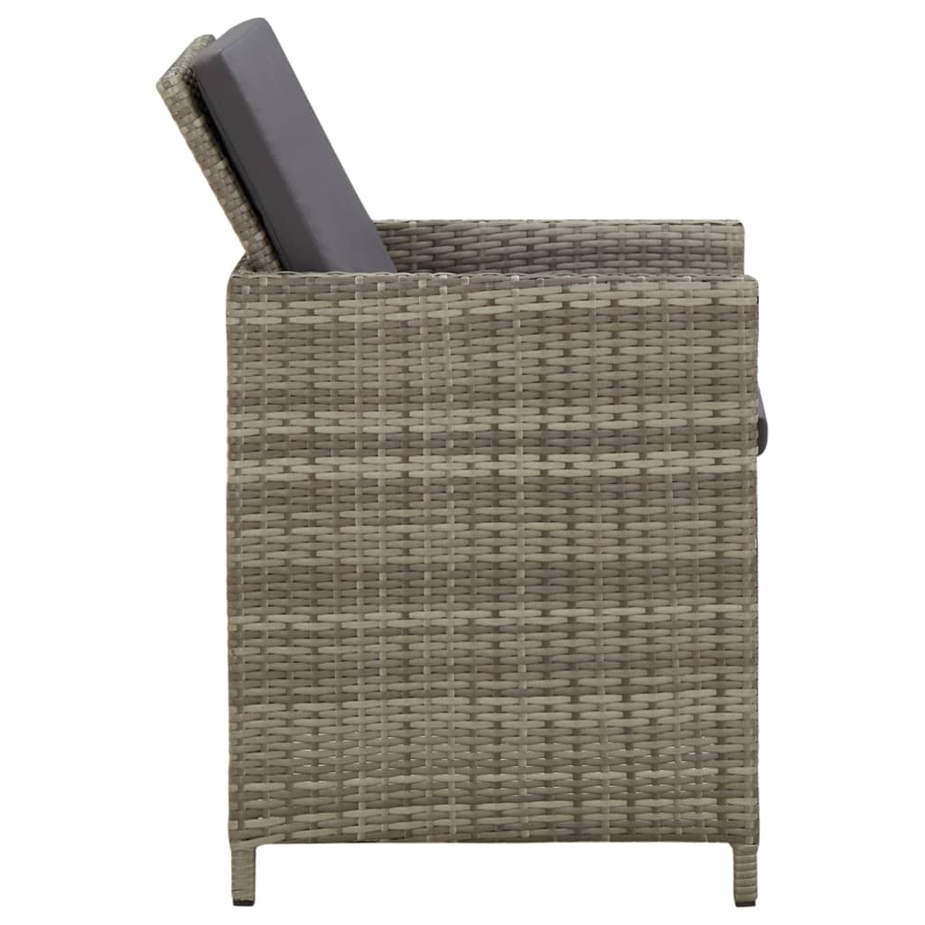 Cadeiras de jardim c/ almofadões 4 pcs vime PE cinzento