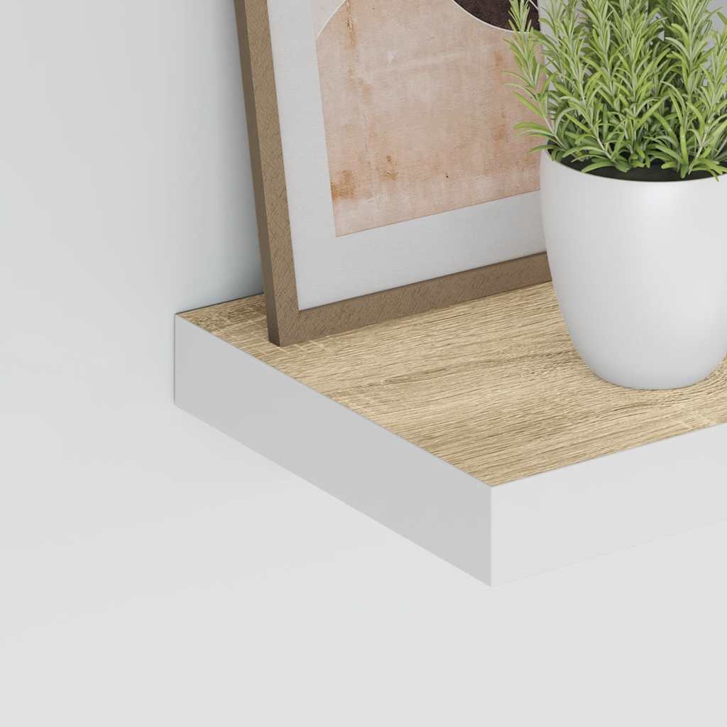 Prateleiras de parede 2 pcs 50x23,5x3,8 cm MDF carvalho e branco
