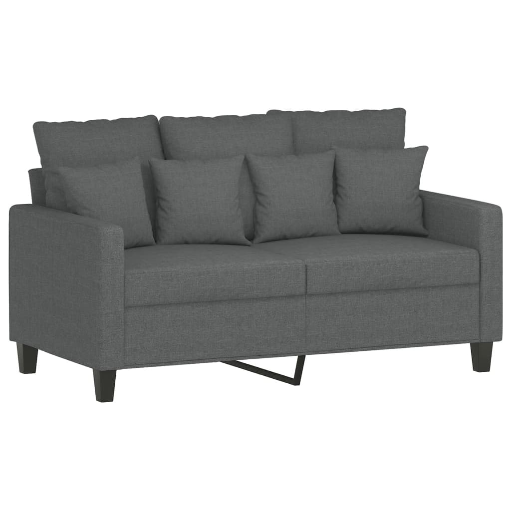 3 Pcs conjunto de sofás com almofadões tecido cinzento-escuro