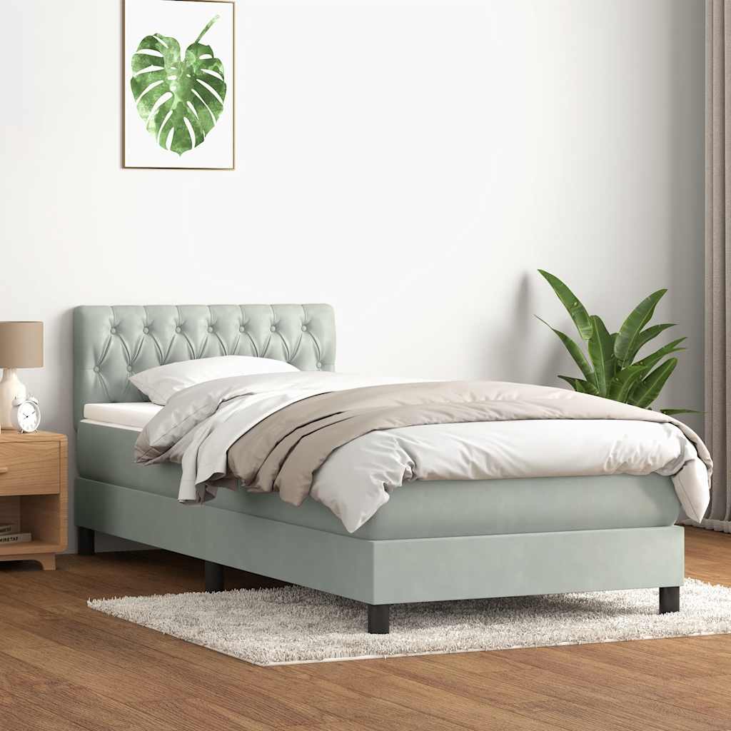 Cama com molas/colchão cinzento-claro 80x210 cm veludo