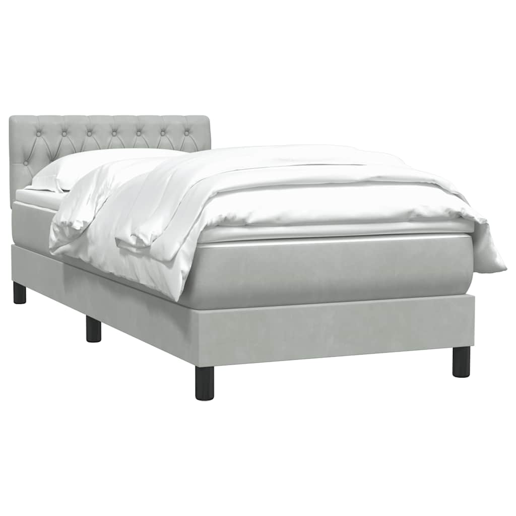 Cama com molas/colchão cinzento-claro 80x210 cm veludo