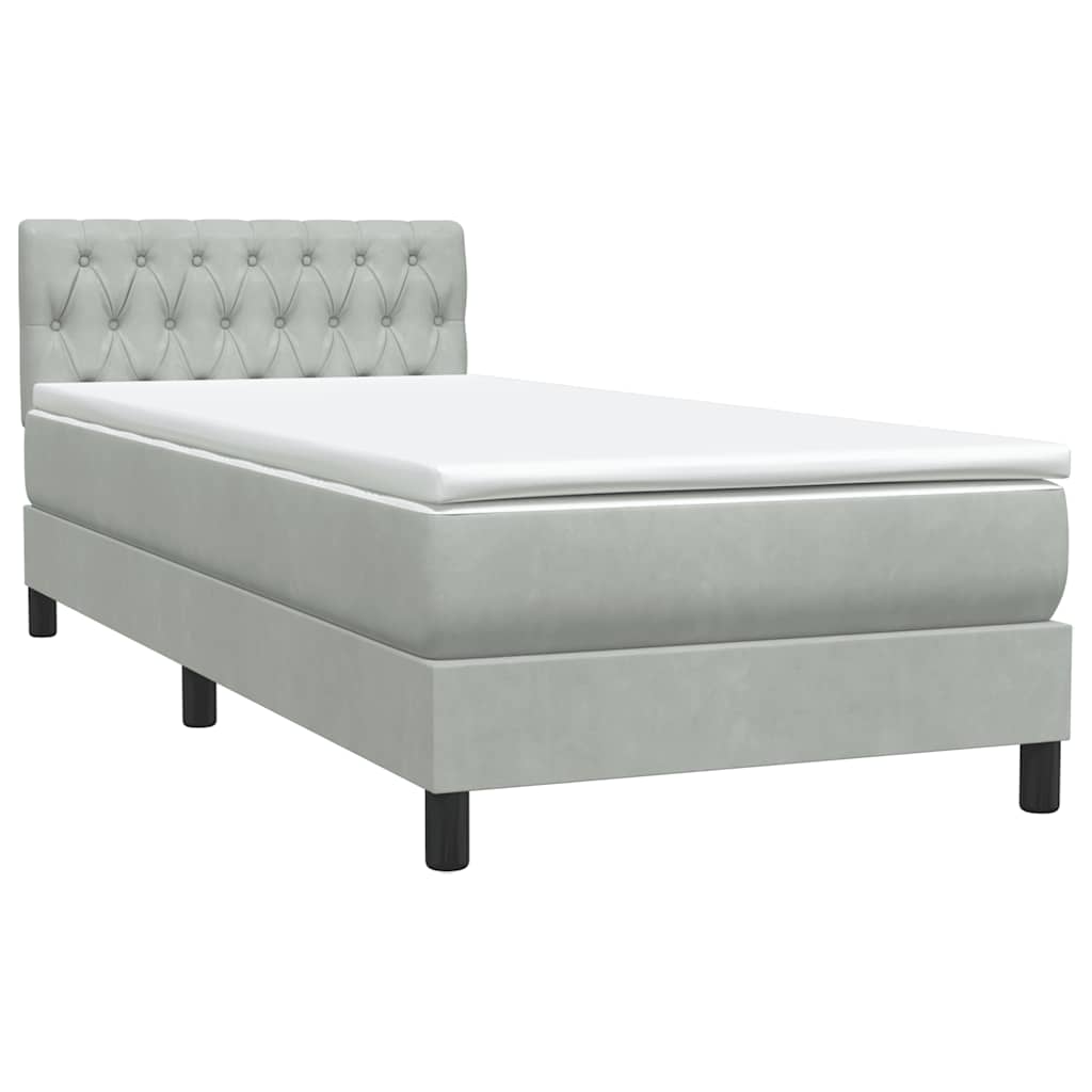 Cama com molas/colchão cinzento-claro 80x210 cm veludo