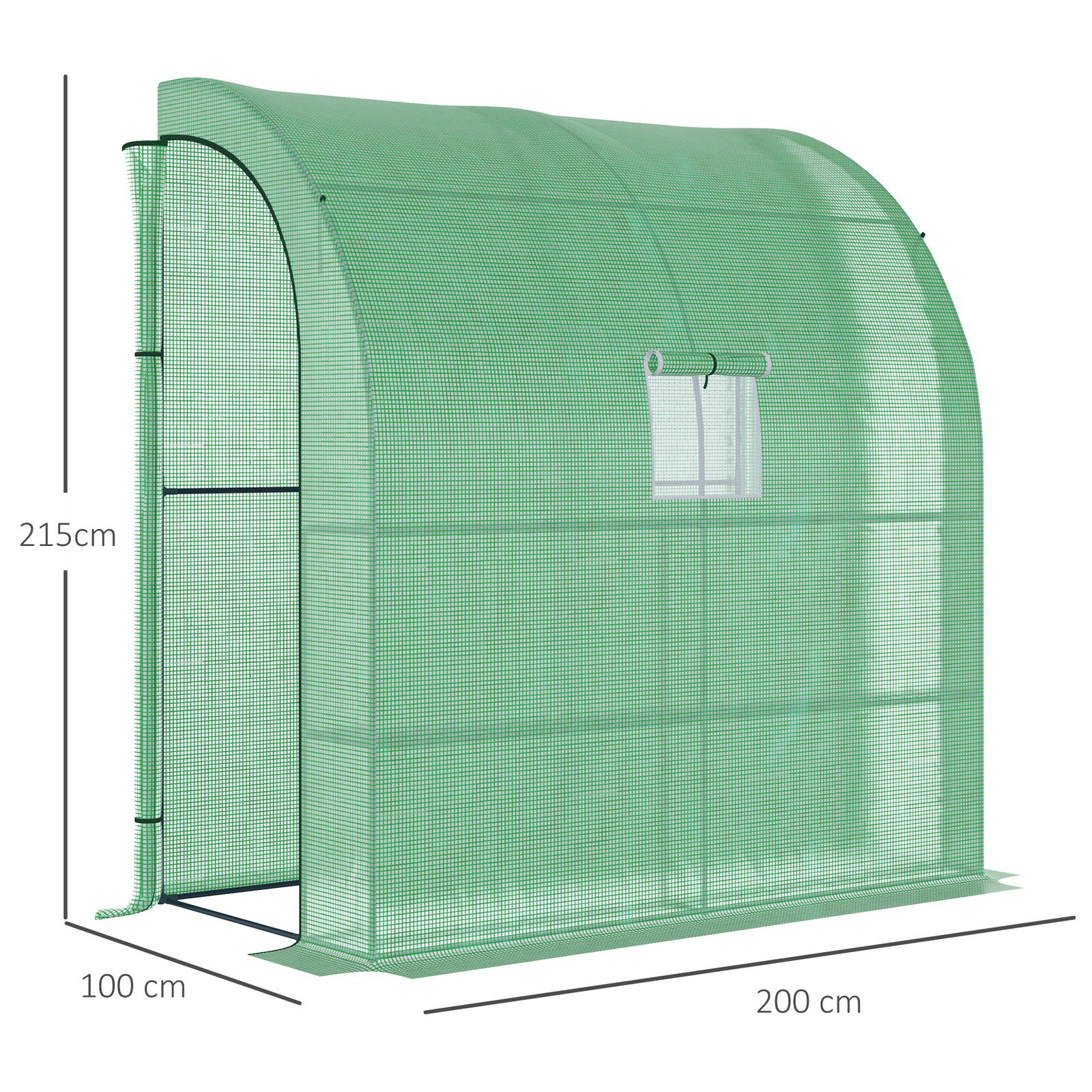 Estufa Pequena Estufa de Exterior com Janelas Prateleiras de 3 Níveis Estufa para Cultivo de Plantas Flores 200x100x215 cm Verde