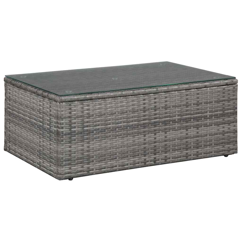 4 Pcs conjunto lounge de jardim c/ almofadões vime PE cinzento