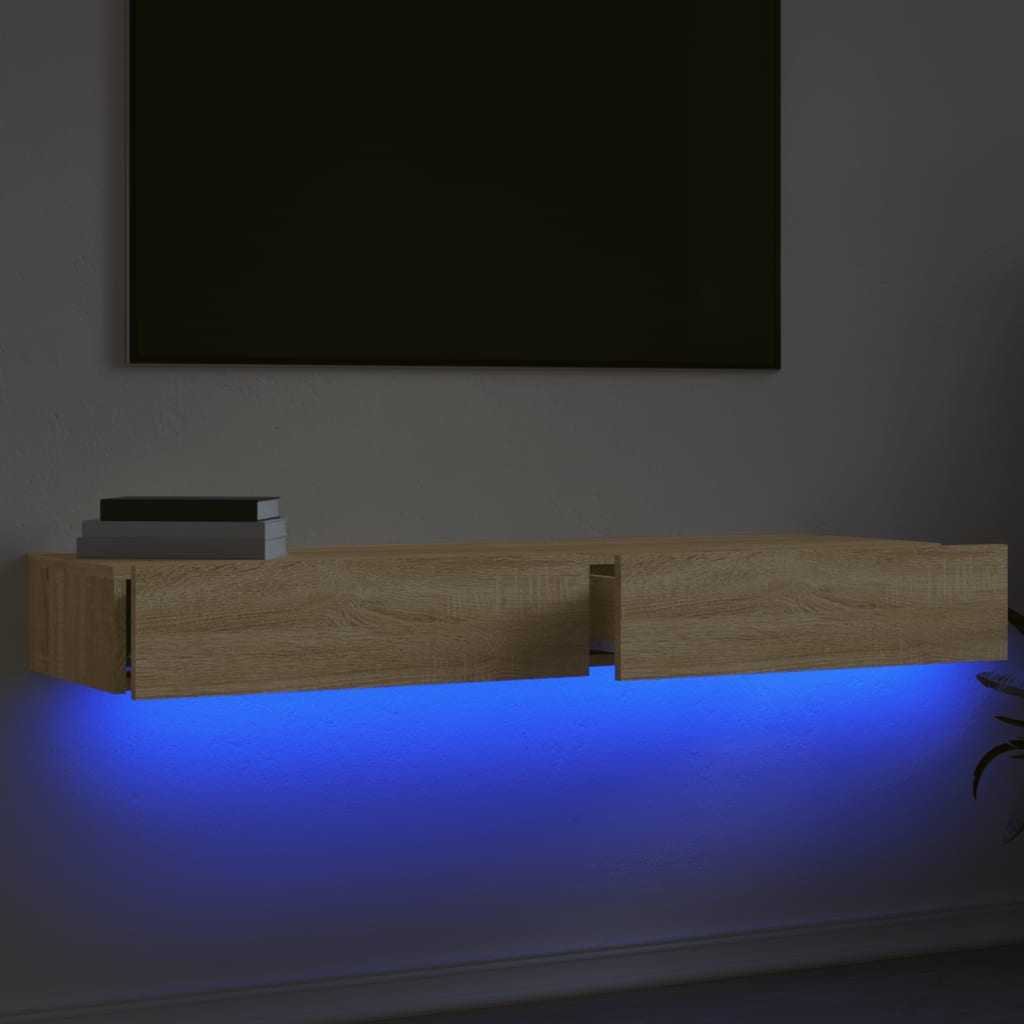 Móveis de TV com luzes LED 2 pcs 60x35x15,5 cm carvalho sonoma