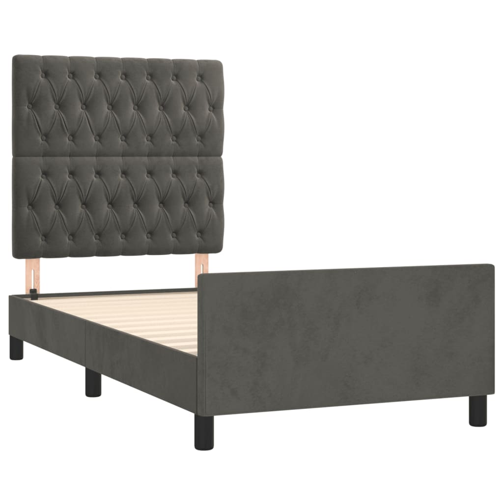Estrutura de cama sem colchão 90x200 cm veludo cinzento-escuro