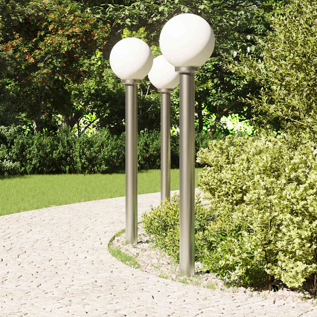 Luminárias de balizador, 3 peças, 120 cm, aço inoxidável, IP44