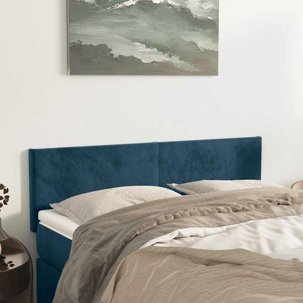 Cabeceiras azul-escuro 144x5x78/88 cm veludo