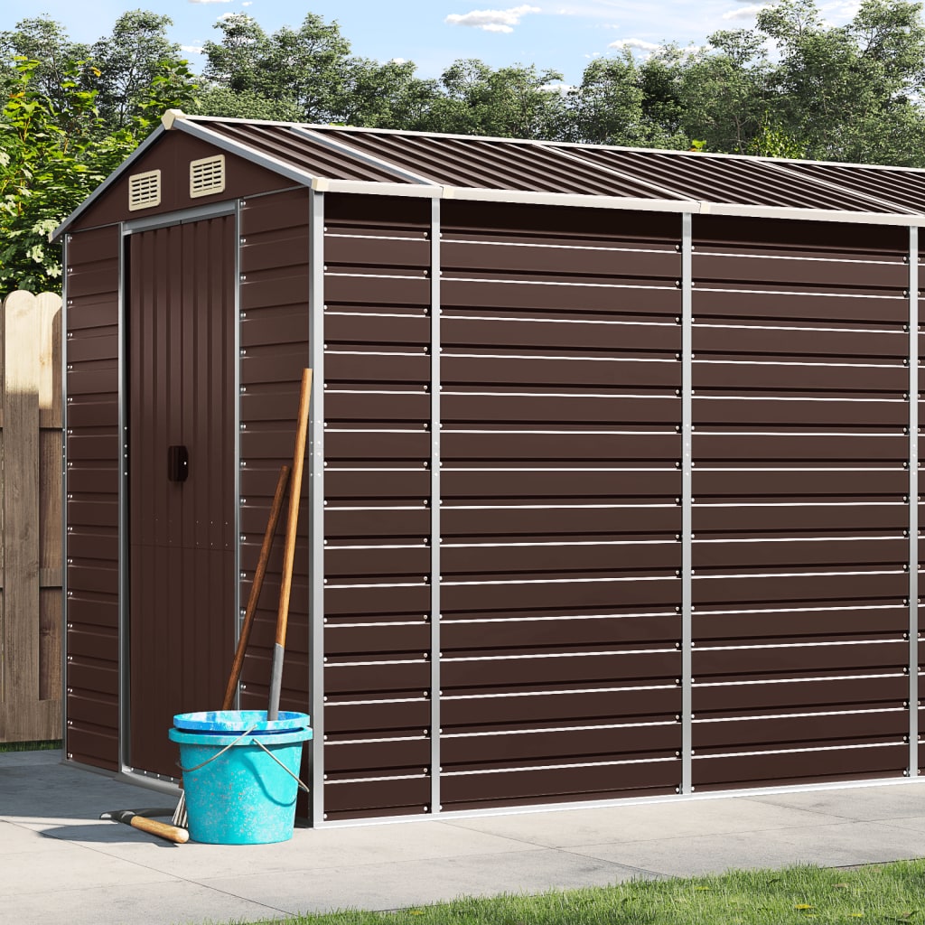Abrigo de jardim castanho 191x640x198 cm aço galvanizado