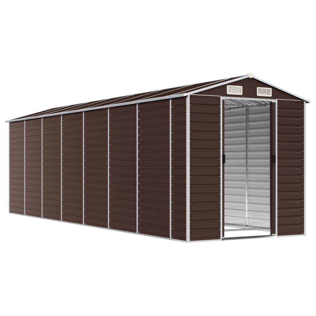 Abrigo de jardim castanho 191x640x198 cm aço galvanizado