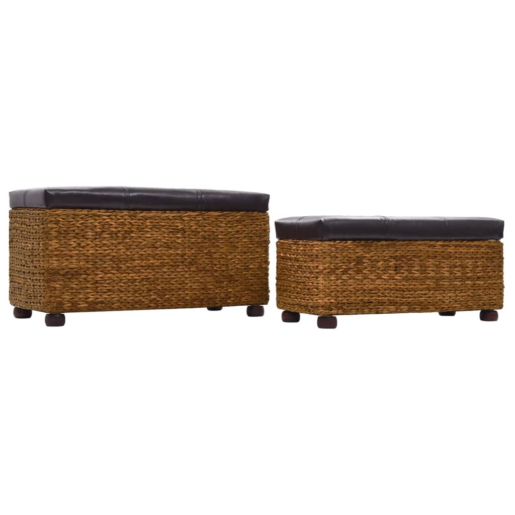 Conjunto de bancos 2 pcs erva marinha castanho