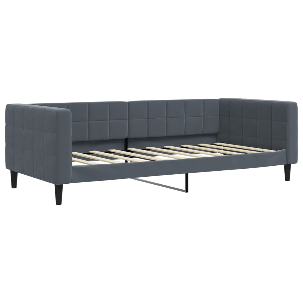 Sofá-cama com colchão 90x190 cm veludo cinzento-escuro