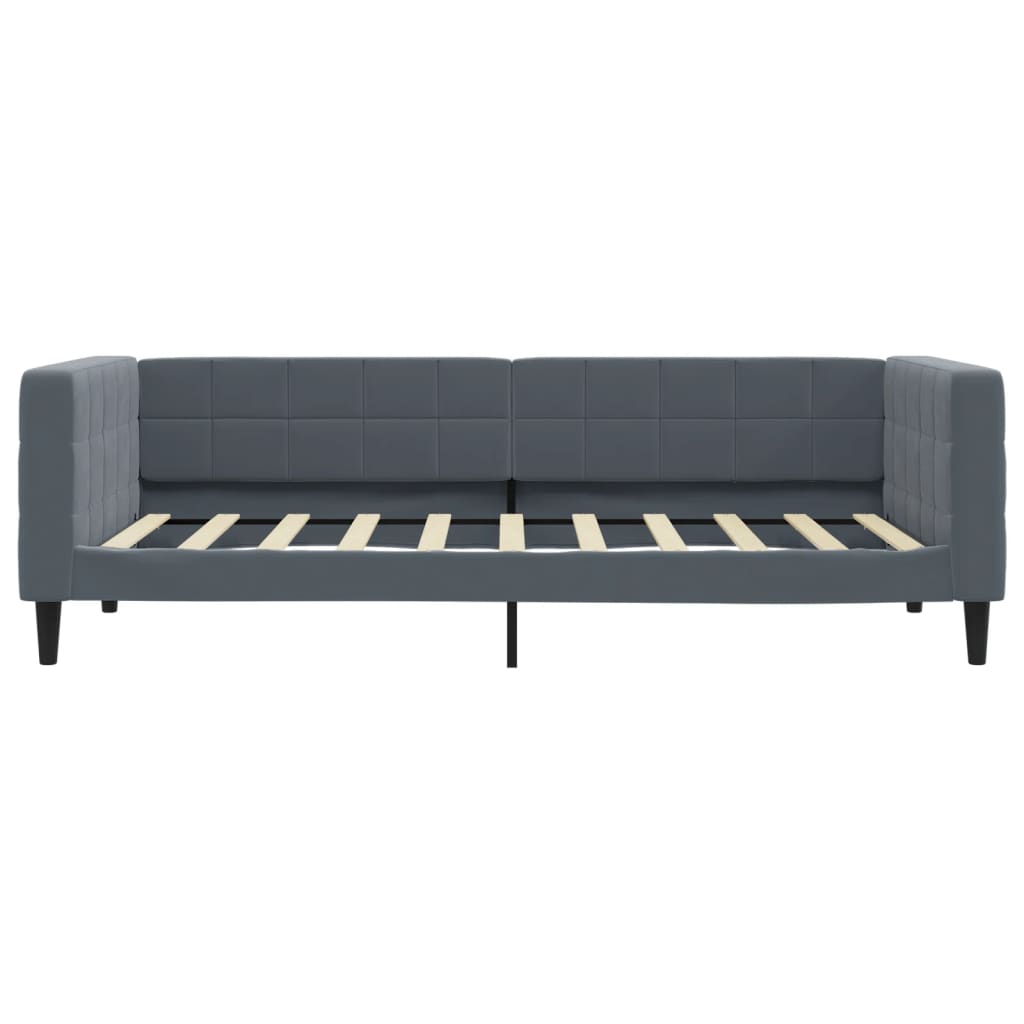 Sofá-cama com colchão 90x190 cm veludo cinzento-escuro