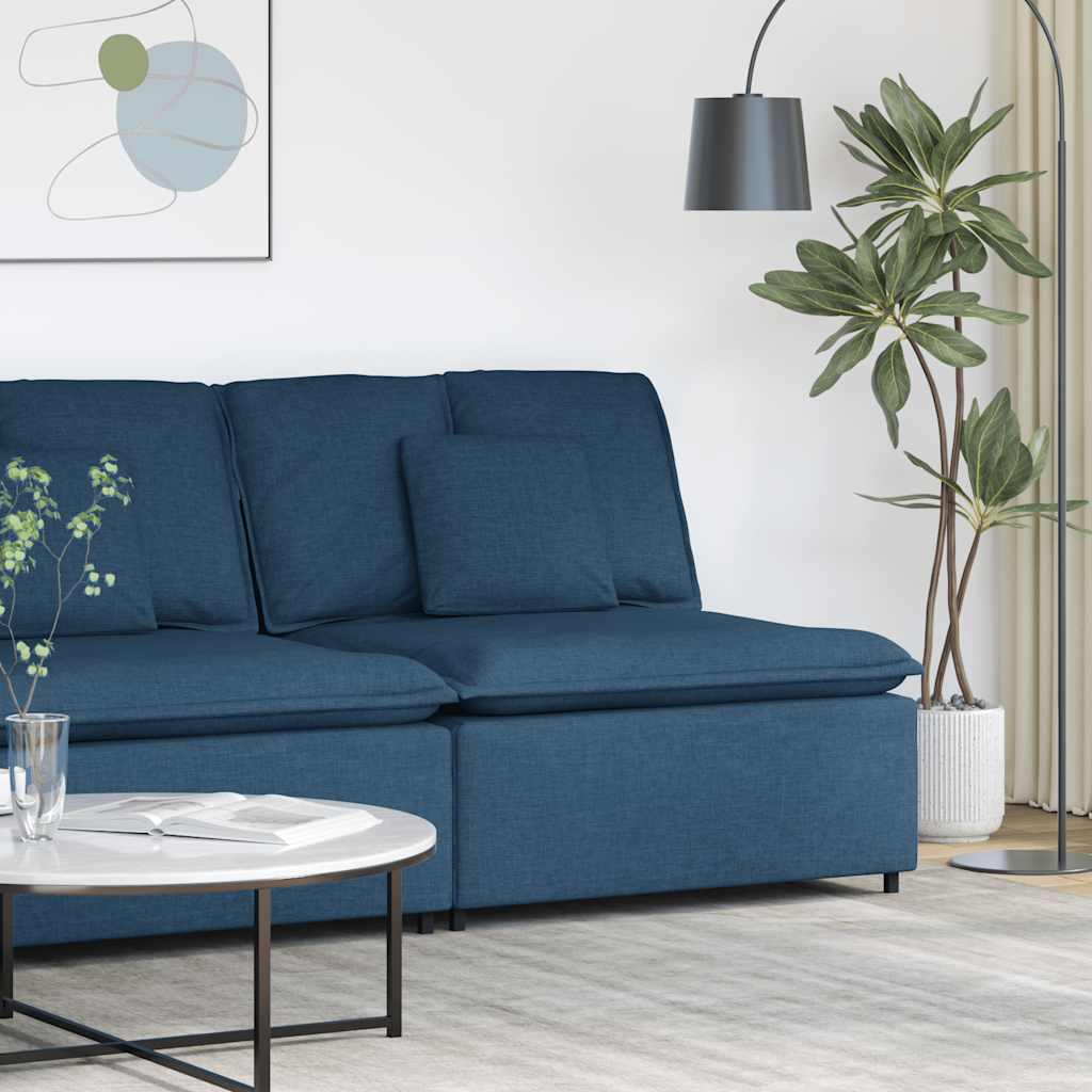 Módulo central para sofá modular com almofadas azuis, 100 cm
