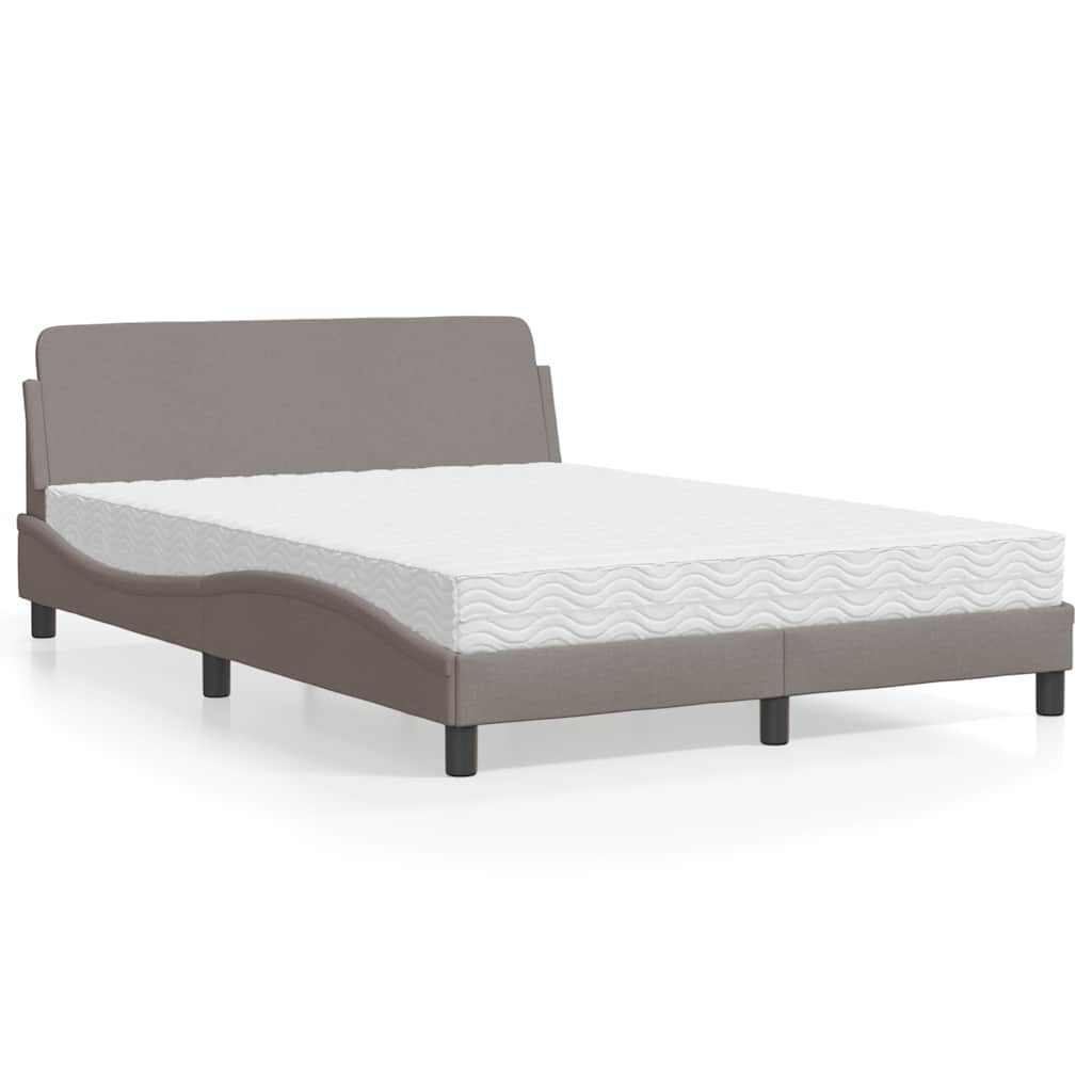 Cama com colchão dover 140x190 cm tecido castanho-acinzentado