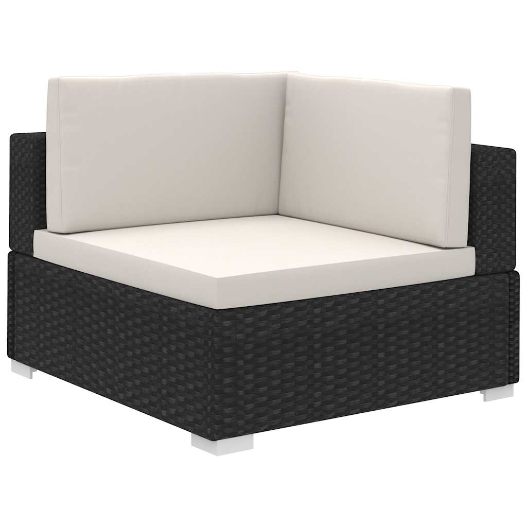 8 Pcs conjunto lounge de jardim c/ almofadões vime PE preto