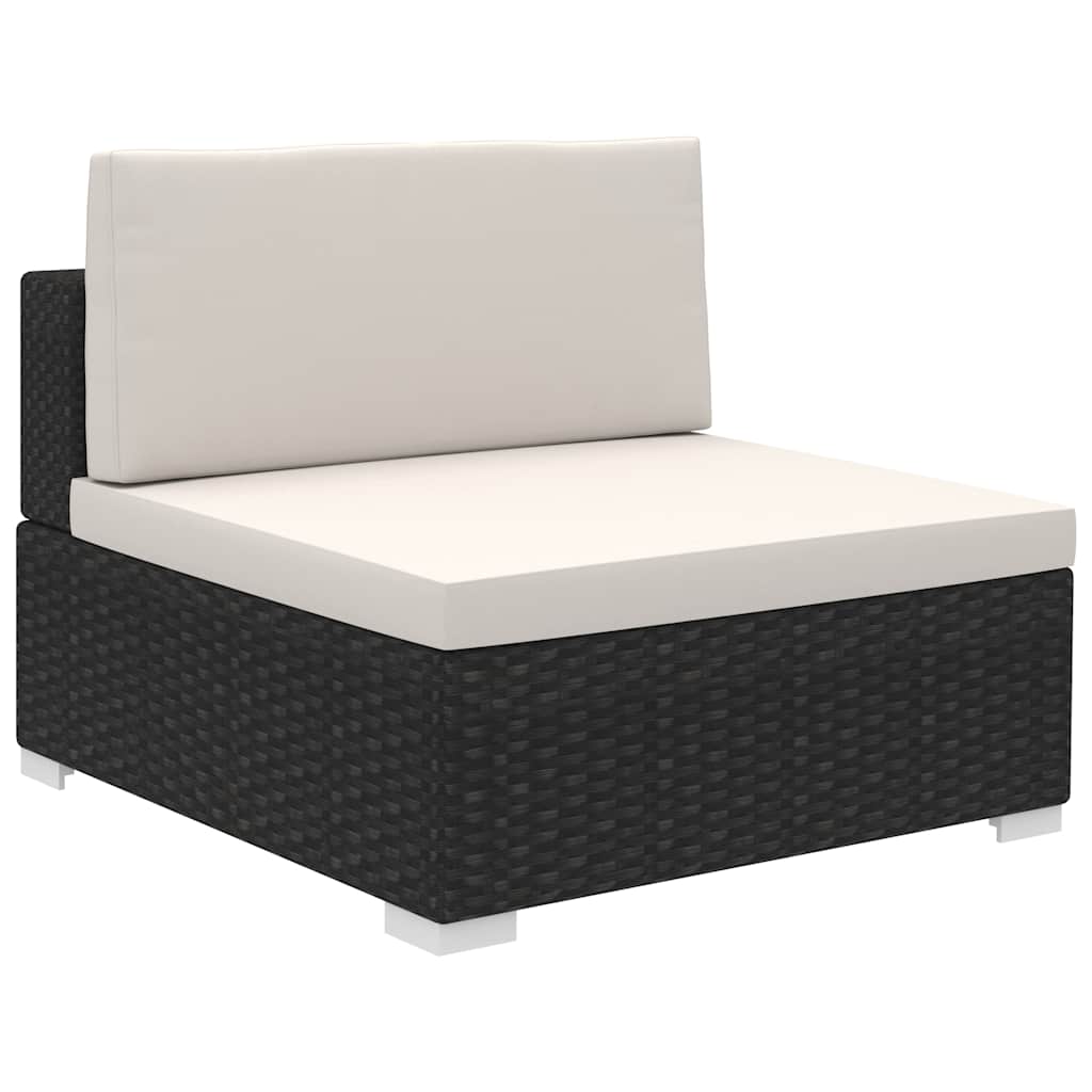 8 Pcs conjunto lounge de jardim c/ almofadões vime PE preto