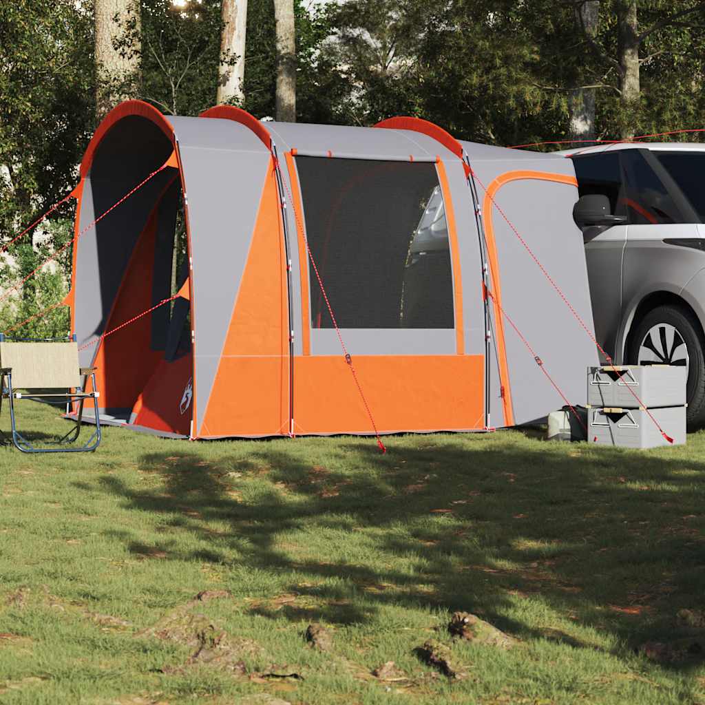 Tenda de campismo p/ 4 pessoas impermeável cinzento/laranja