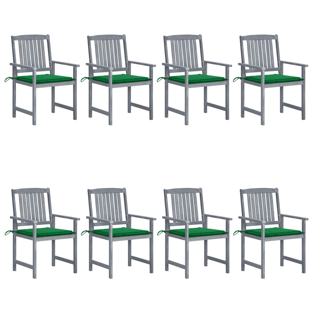 Cadeiras de jardim c/ almofadões 8 pcs acácia maciça cinzento