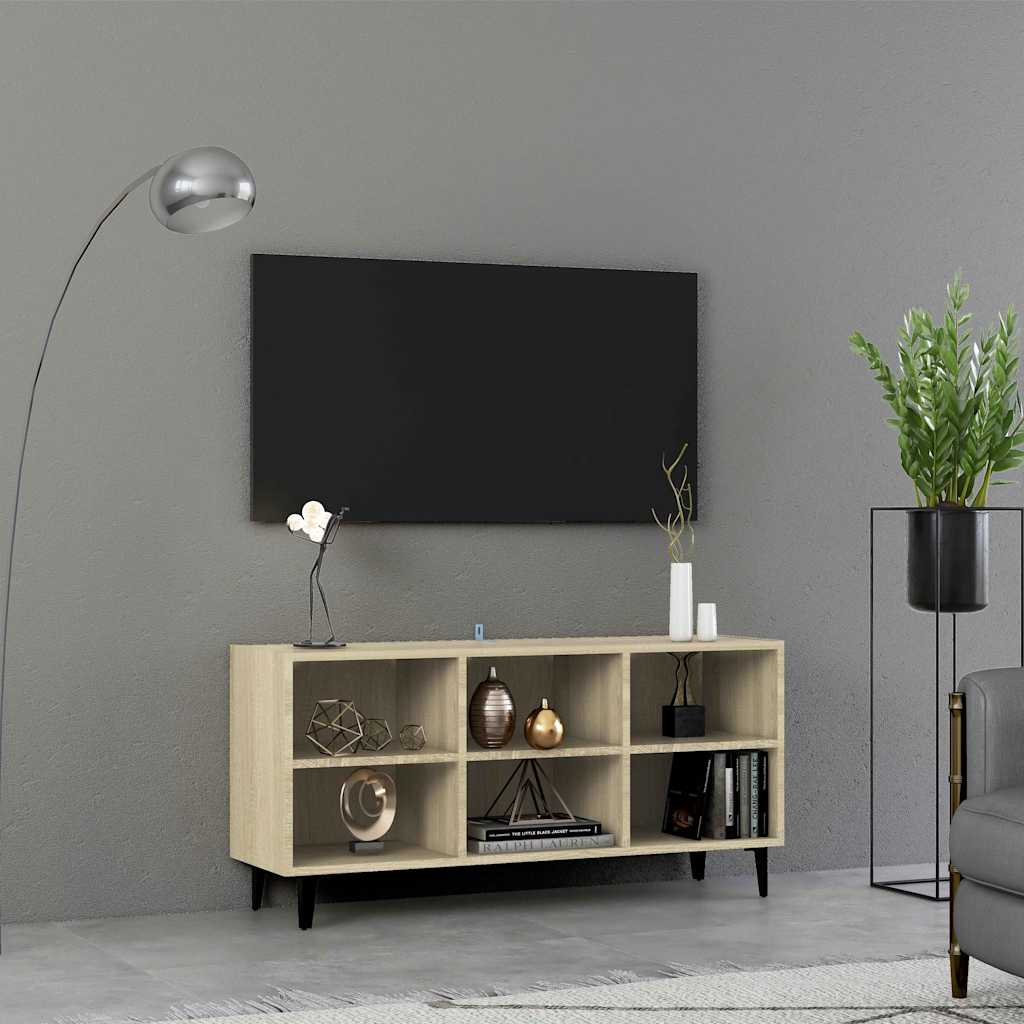 Móvel de TV pernas em metal 103,5x30x50 cm cor carvalho sonoma