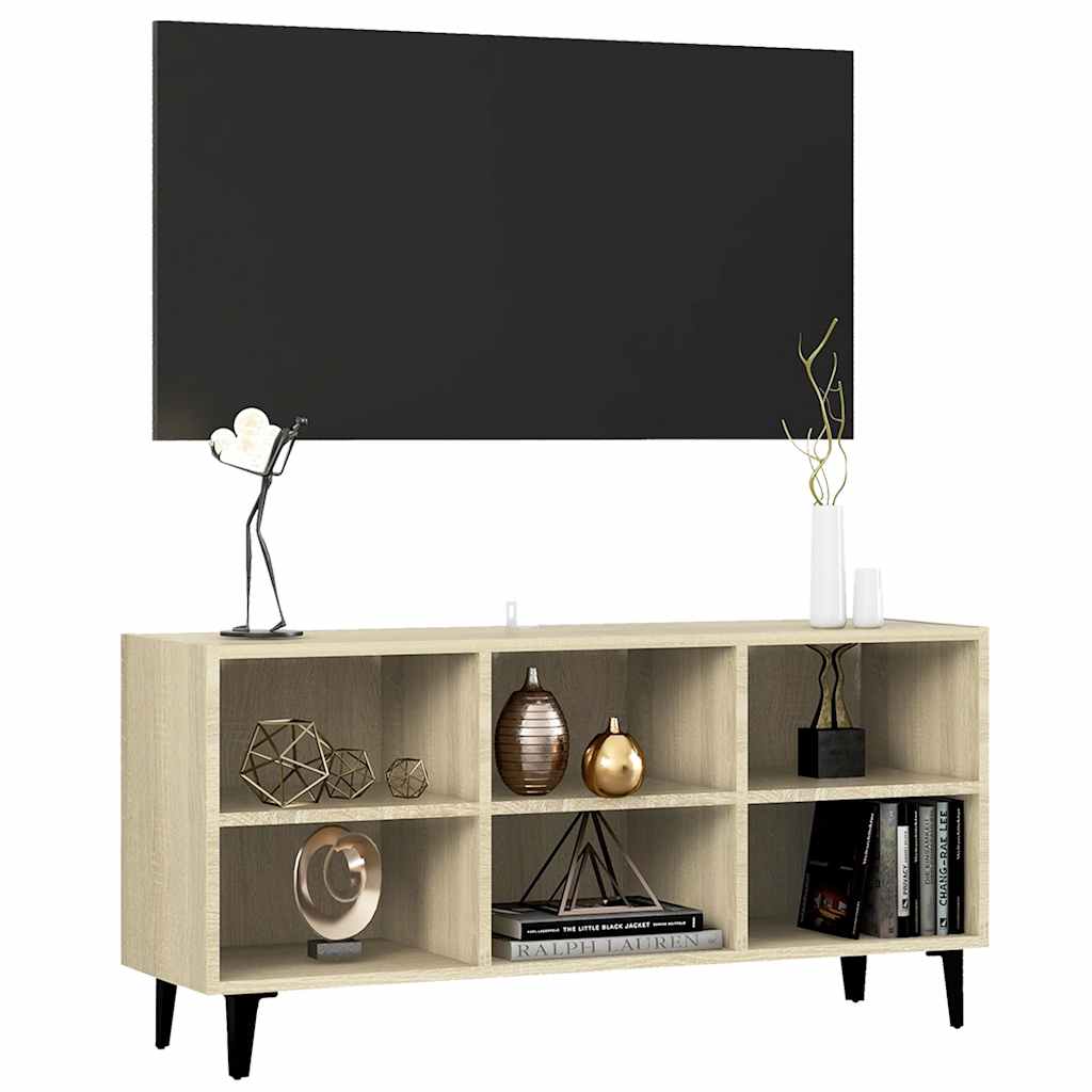 Móvel de TV pernas em metal 103,5x30x50 cm cor carvalho sonoma