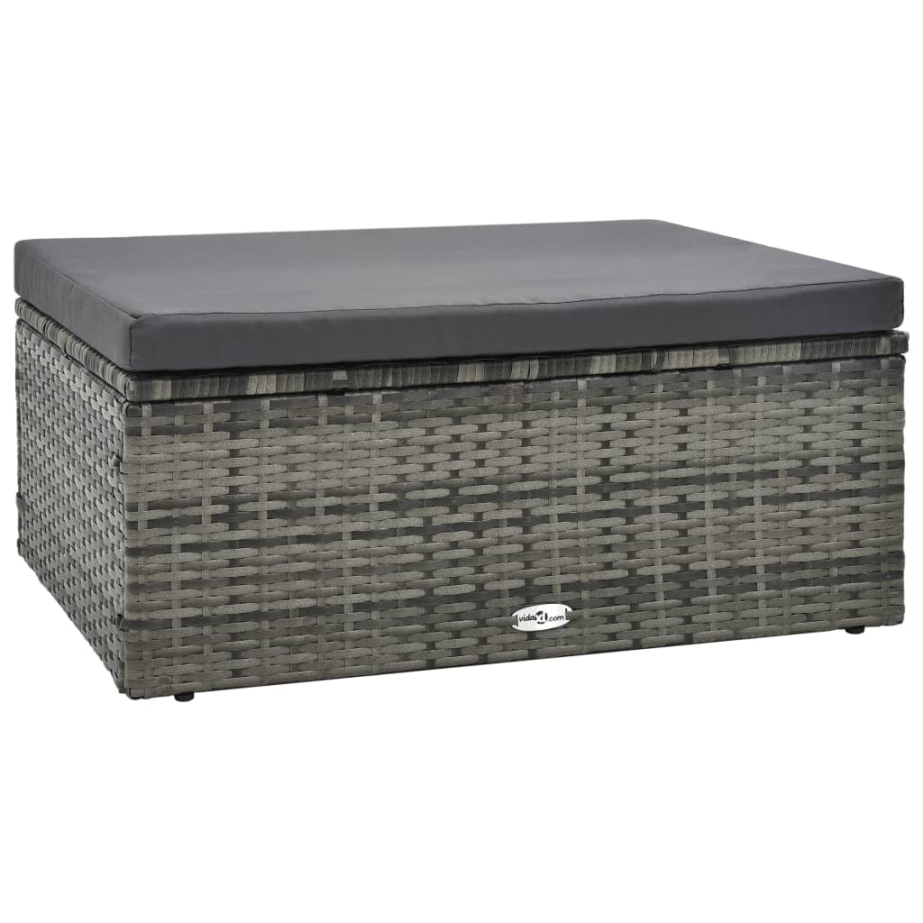 5 Pcs conjunto lounge de jardim c/ almofadões vime PE cinzento