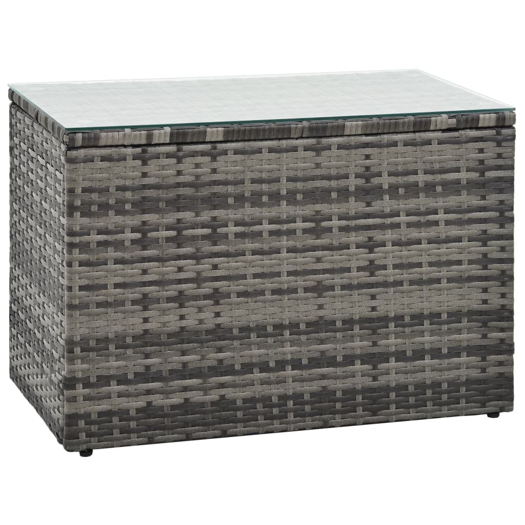 5 Pcs conjunto lounge de jardim c/ almofadões vime PE cinzento