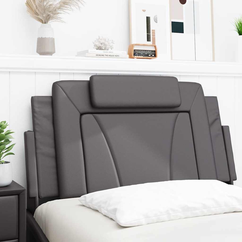 Almofadão de cabeceira viana 100 cm couro artificial cinzento