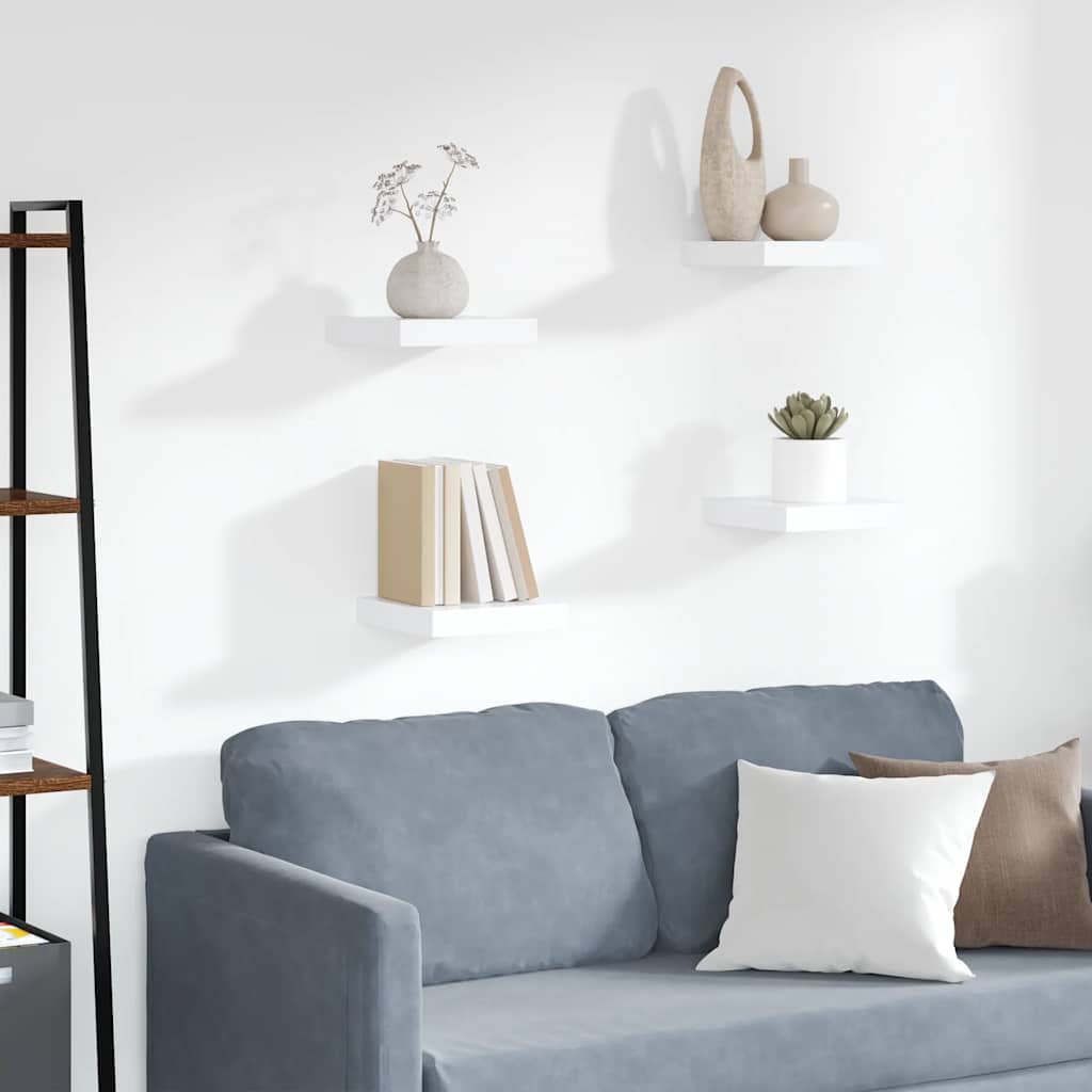 Prateleiras de parede suspensas 4 pcs 23x23,5x3,8cm MDF branco