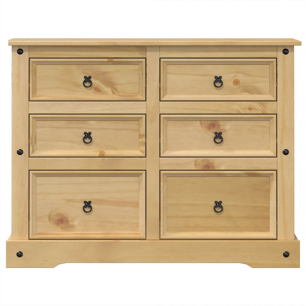 Armário com gavetas corona 112x48x91 cm madeira de pinho maciça