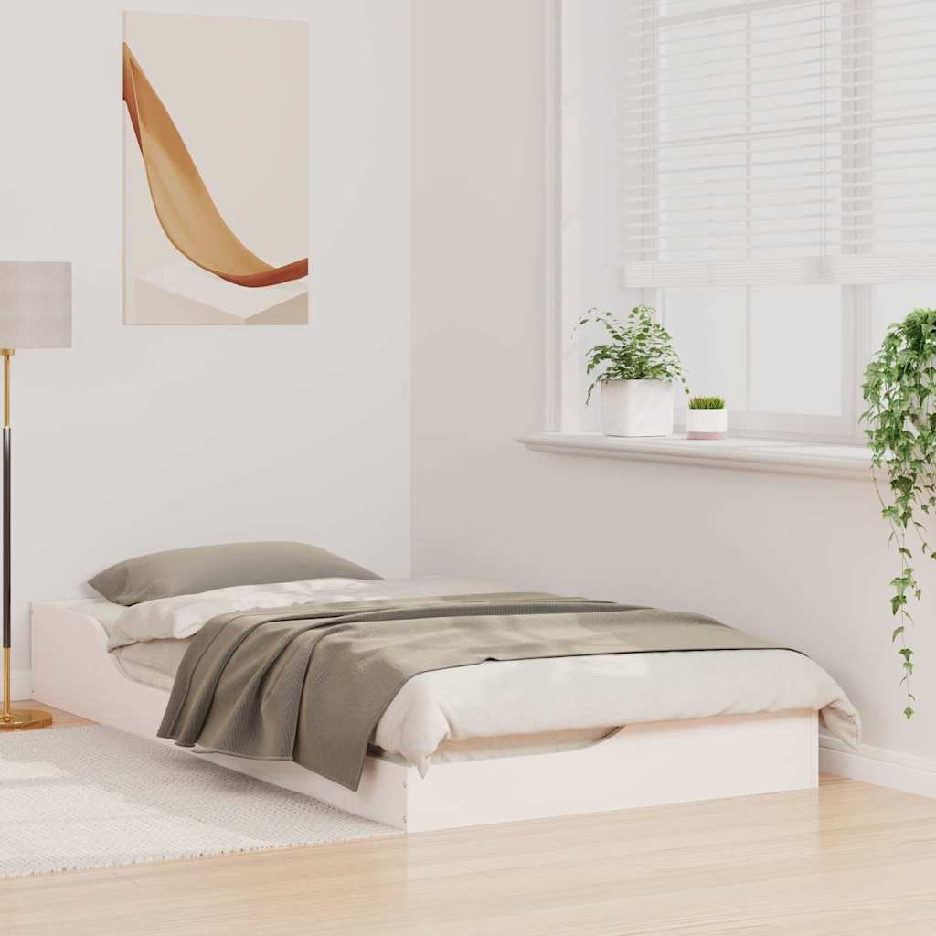 Estrutura da cama branco 75 x 190 cm madeira de pinheiro sólida