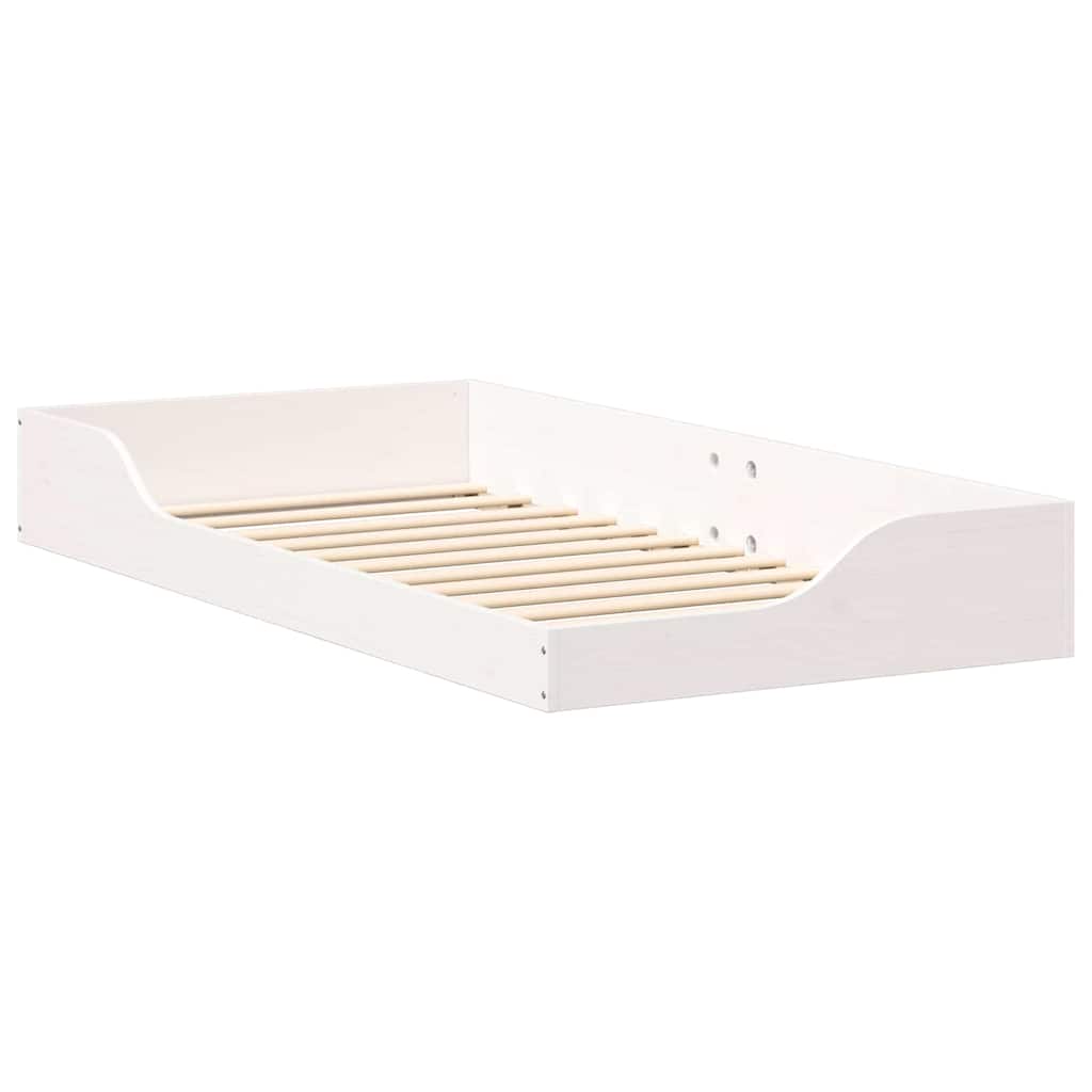 Estrutura da cama branco 75 x 190 cm madeira de pinheiro sólida