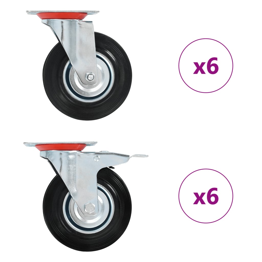 12 Pcs rodas giratórias 125 mm