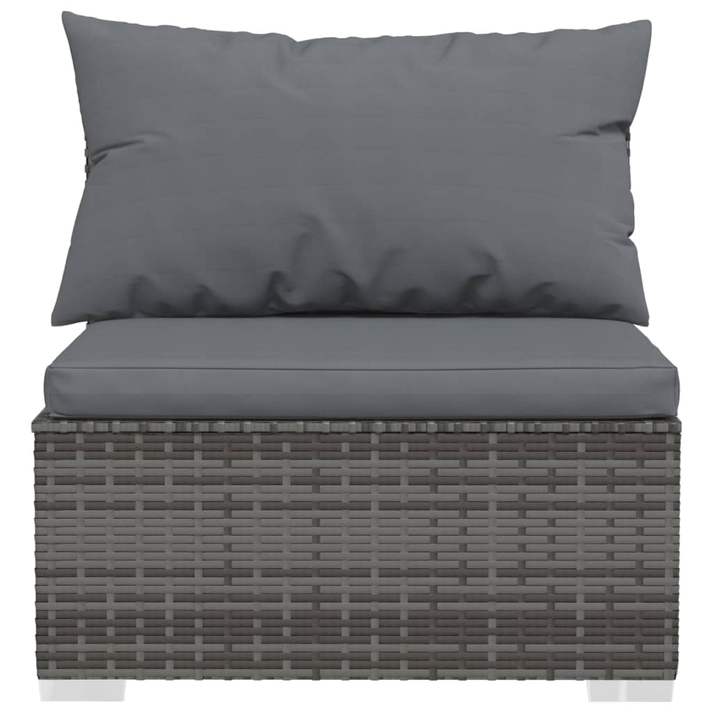 7 Pcs conjunto lounge de jardim c/ almofadões vime PE cinzento