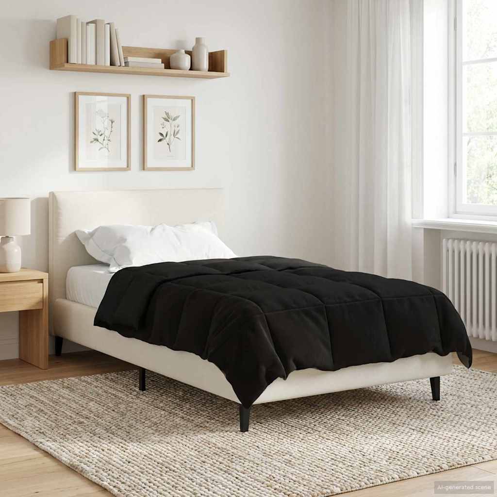 Duvet de ano inteiro colchonete preto 135 x 220 cm microfibra