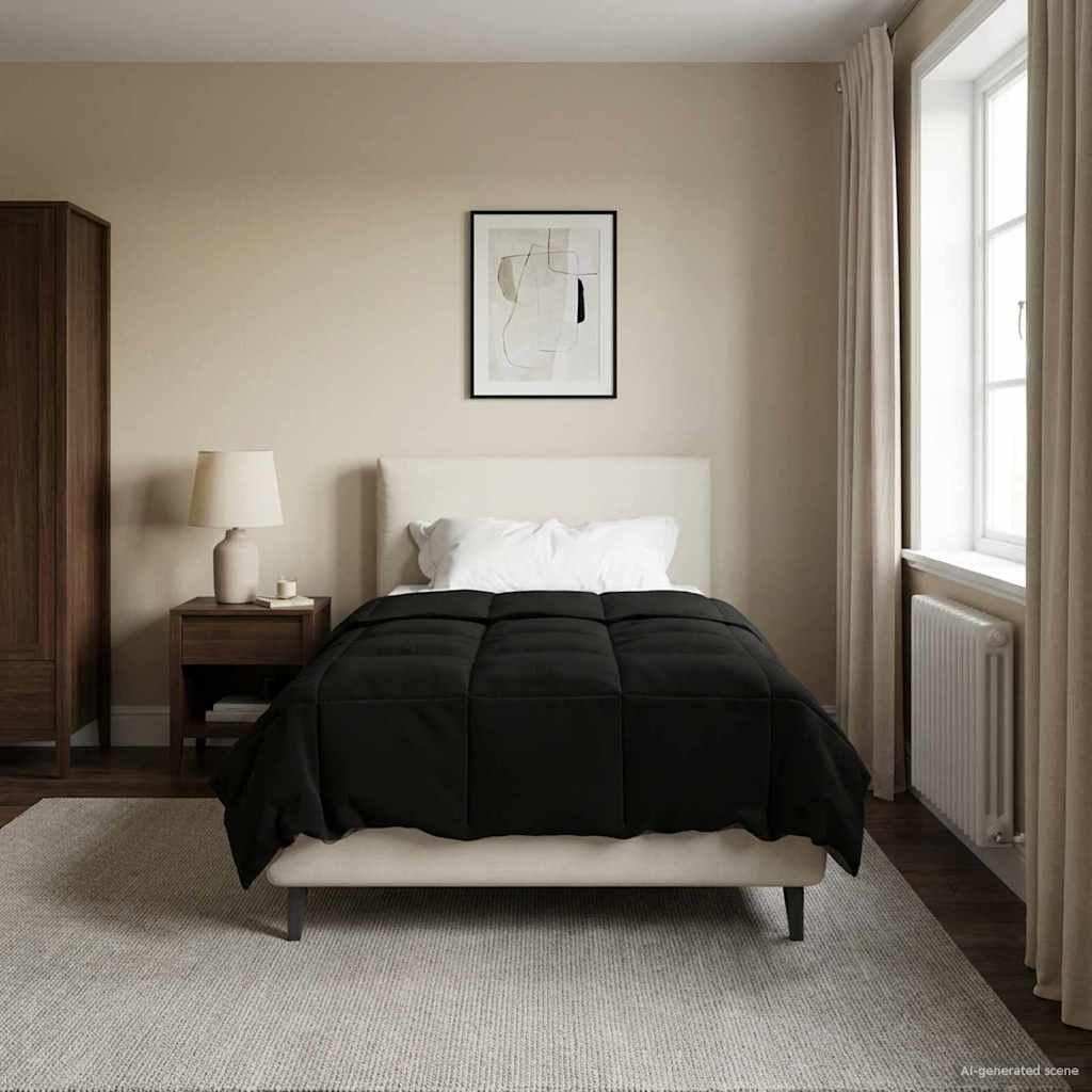 Duvet de ano inteiro colchonete preto 135 x 220 cm microfibra