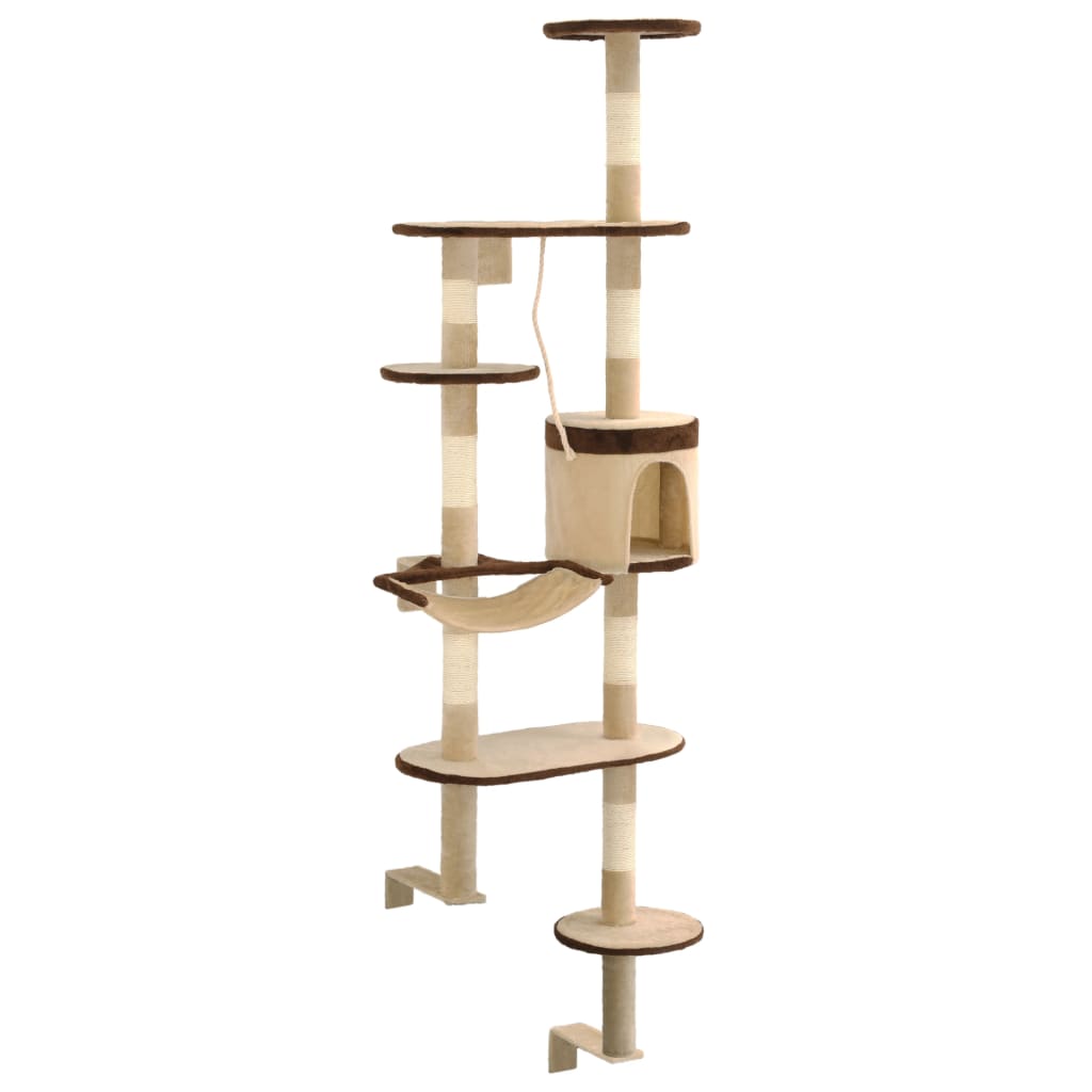 Árvore p/ gatos parede arranhadores sisal 194 cm bege/castanho