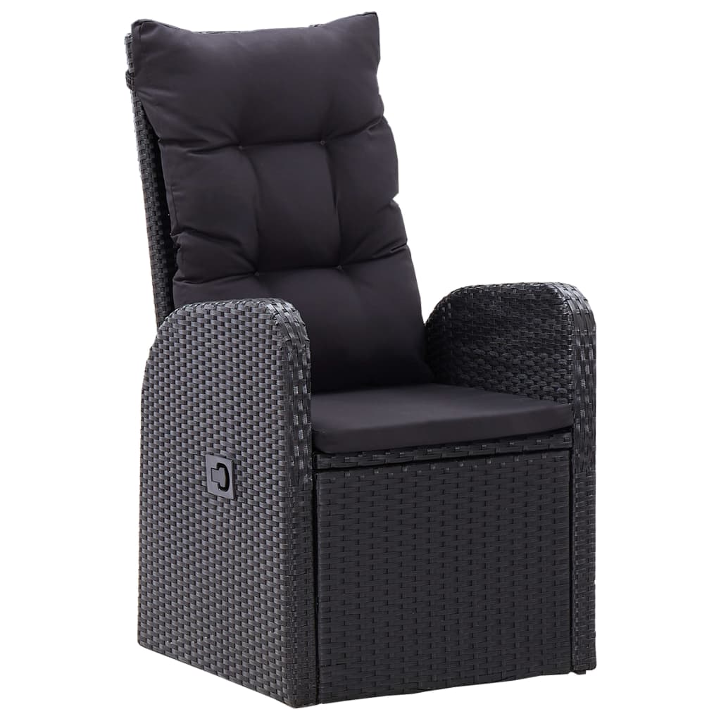 5 Pcs conjunto de jantar p/ jardim c/ almofadões preto