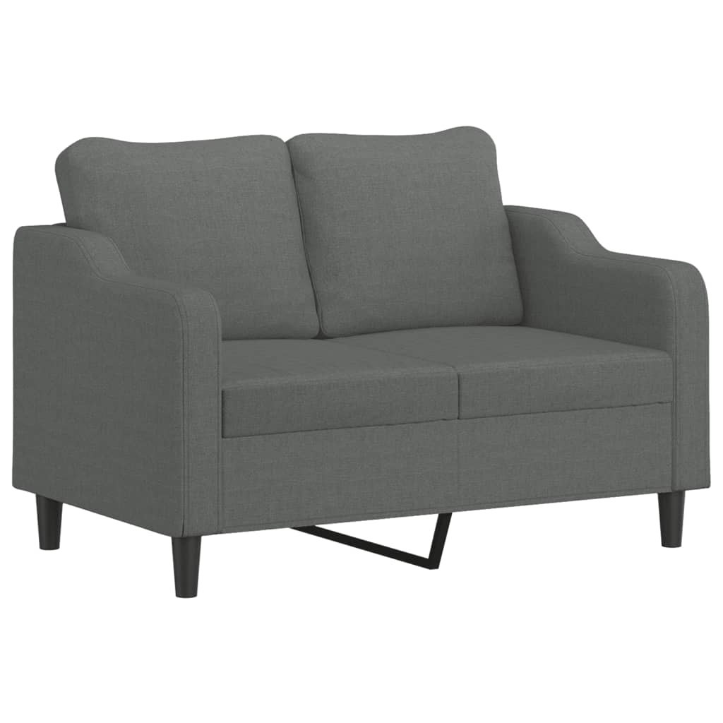 2 Pcs conjunto de sofás com almofadões tecido cinzento-escuro