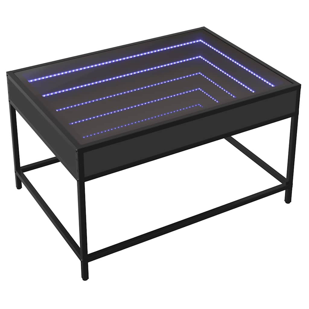 Mesa de centro luzes LED infinity 70x50x41 cm preto