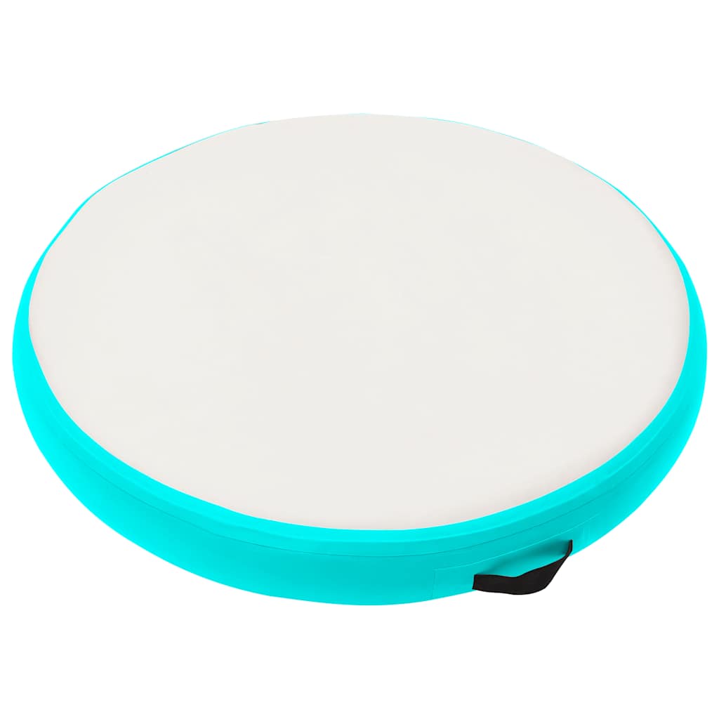 Tapete de ginástica insuflável com bomba 100x100x15cm PVC verde
