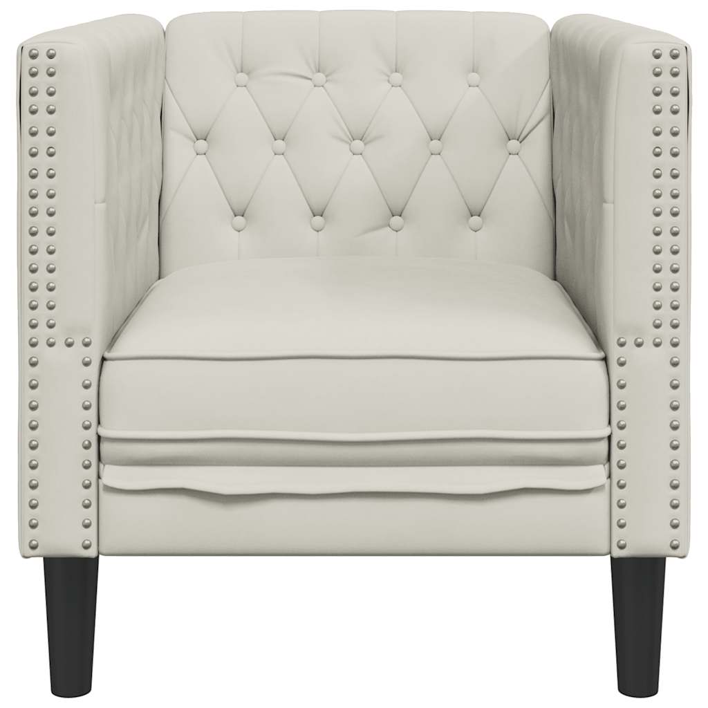 Sofá chesterfield veludo creme
