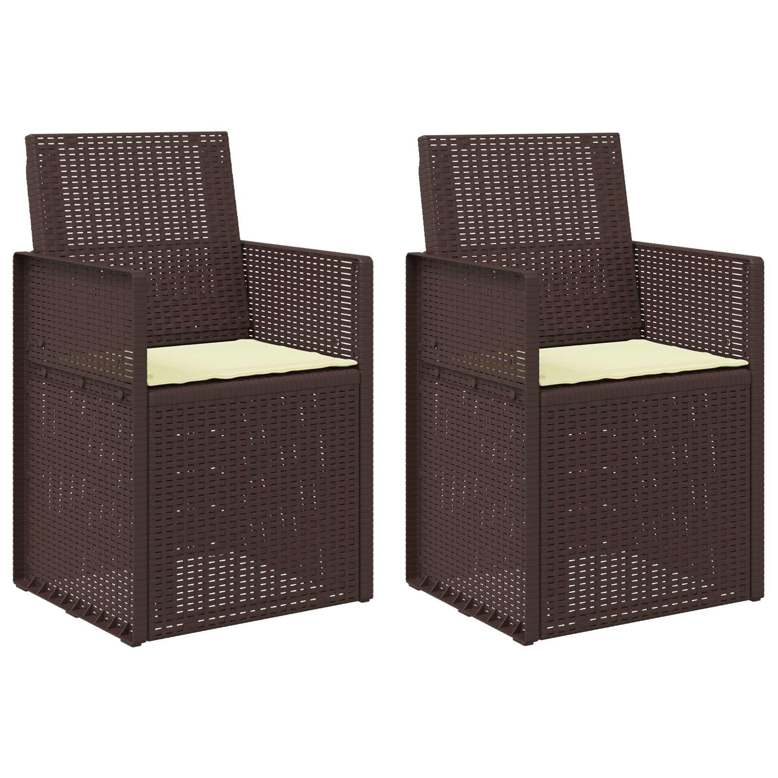 Cadeiras de jantar para jardim 2 unid. castanho e creme PP