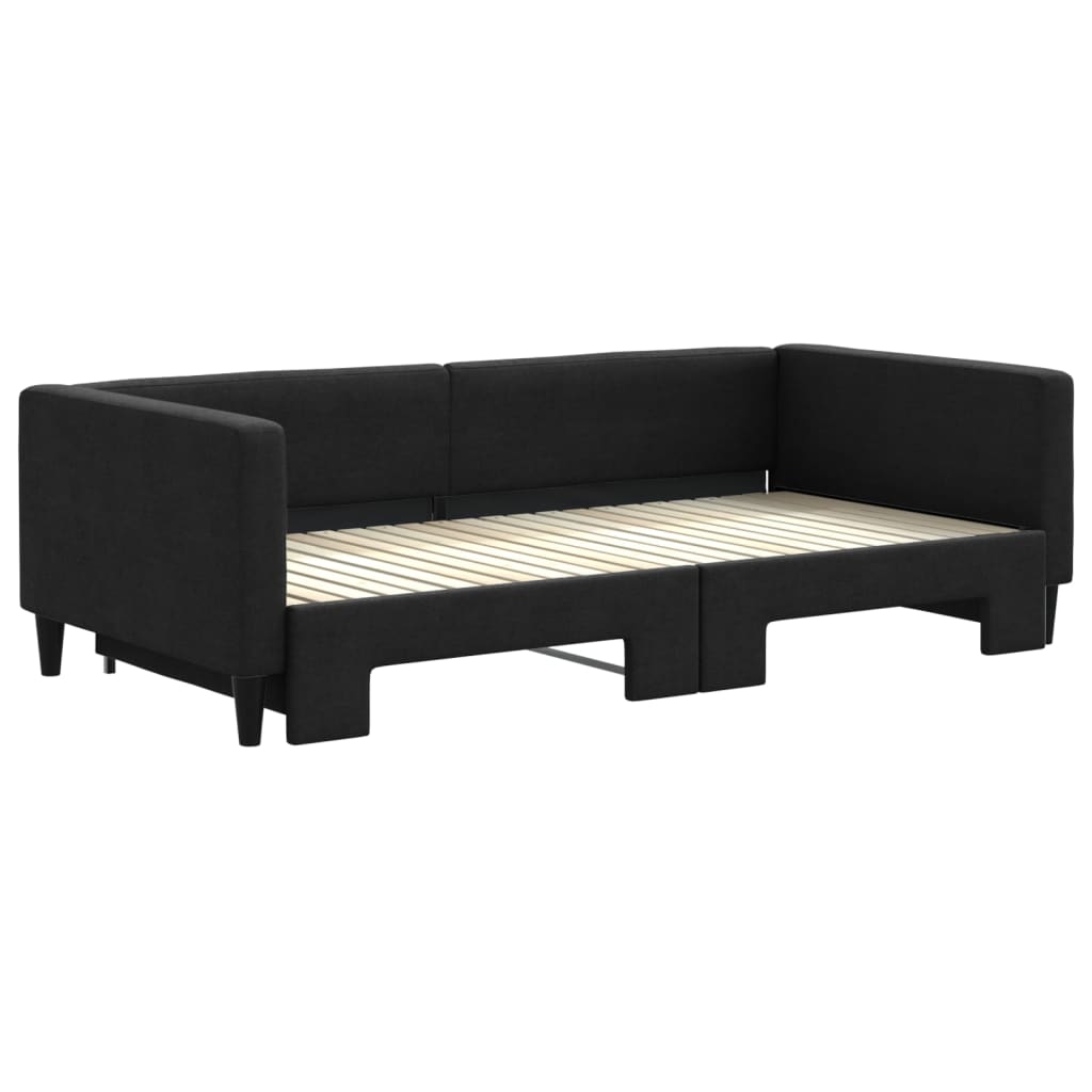 Sofá-cama com gavetão 100x200 cm tecido preto