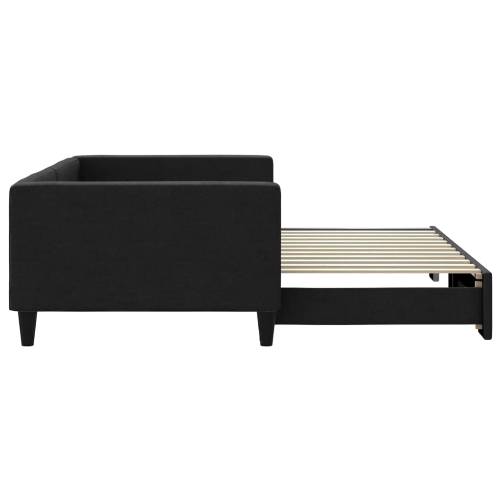 Sofá-cama com gavetão 100x200 cm tecido preto