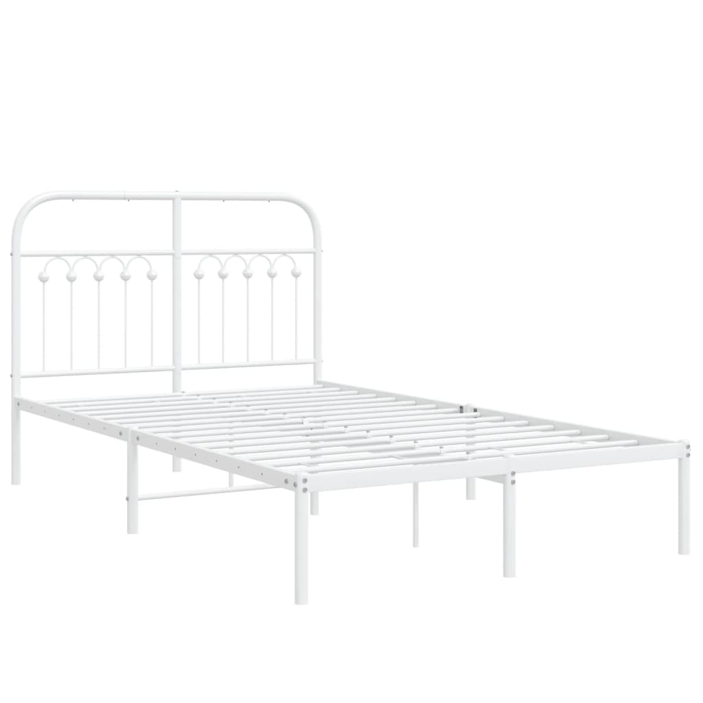 Estrutura de cama com cabeceira 120x190 cm metal branco
